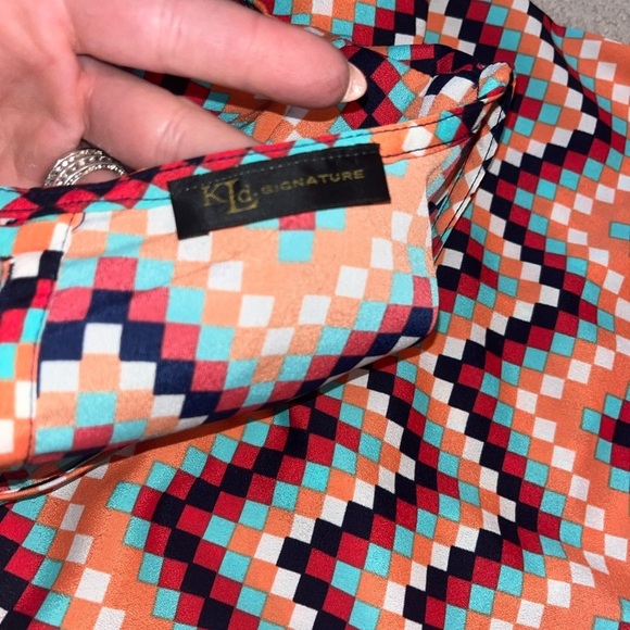 Womens BOHO Mini Shift Dress Medium Orange Chevron Slit Sleeve - Picture 4 of 6